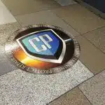 Concrete floor logo